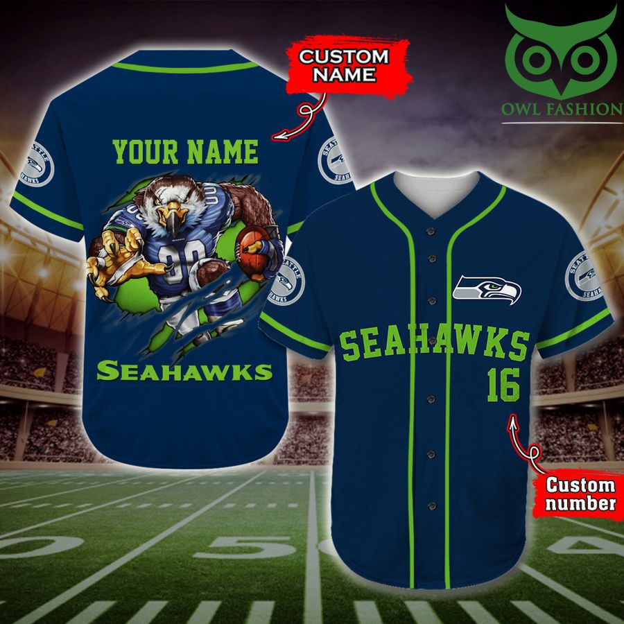 Seattle Seahawks Baseball Jersey NFL Custom Name Number 