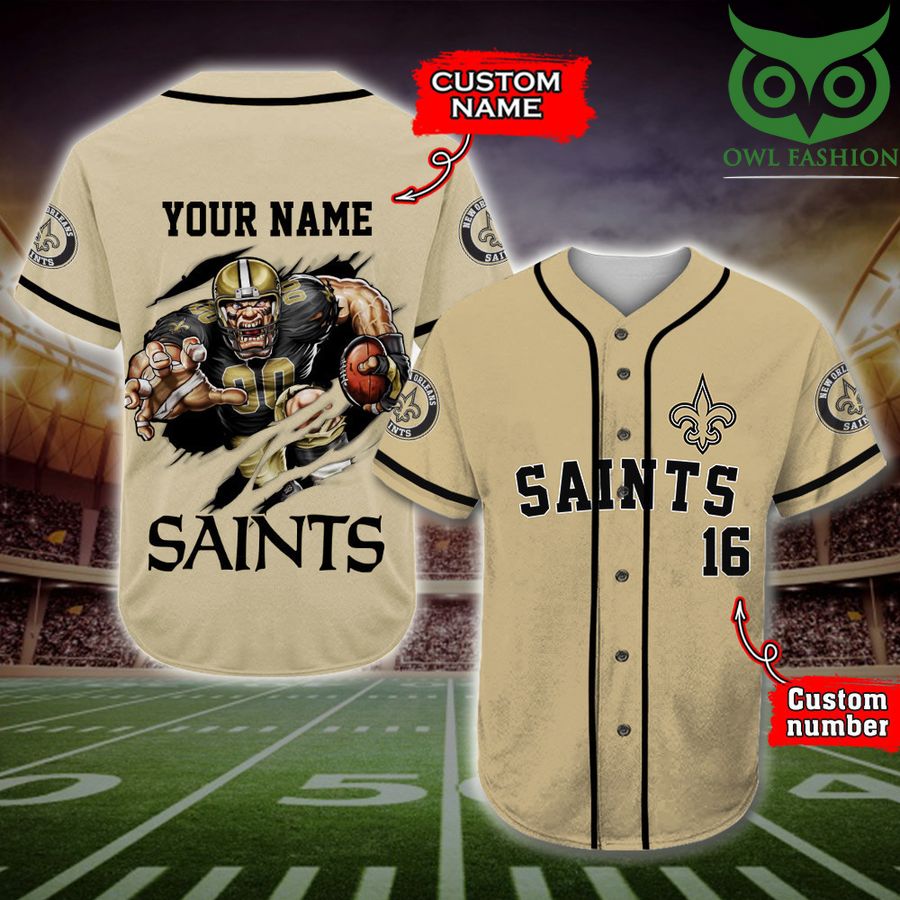 New Orleans Saints Baseball Jersey NFL Custom Name Number 