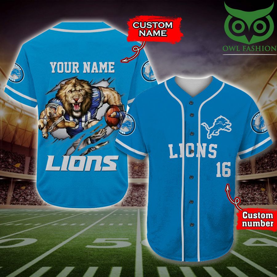 Detroit Lions Baseball Jersey NFL Custom Name Number 