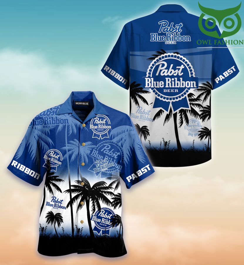 Pabst Blue Ribbon Drink palm Hawaiian Shirt