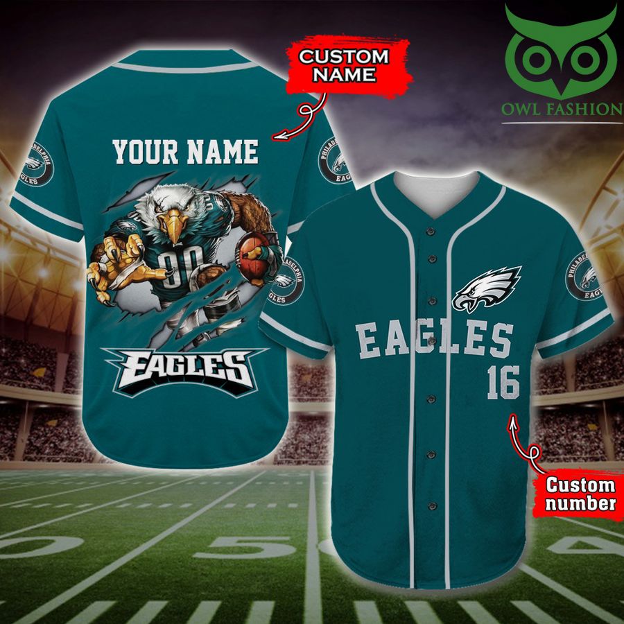 Philadelphia Eagles Baseball Jersey NFL Custom Name Number 