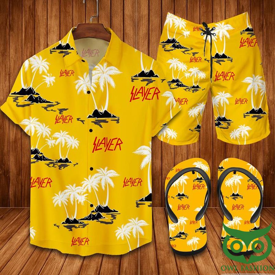 Slayer Yellow Hawaiian Outfit Combo Flip Flops