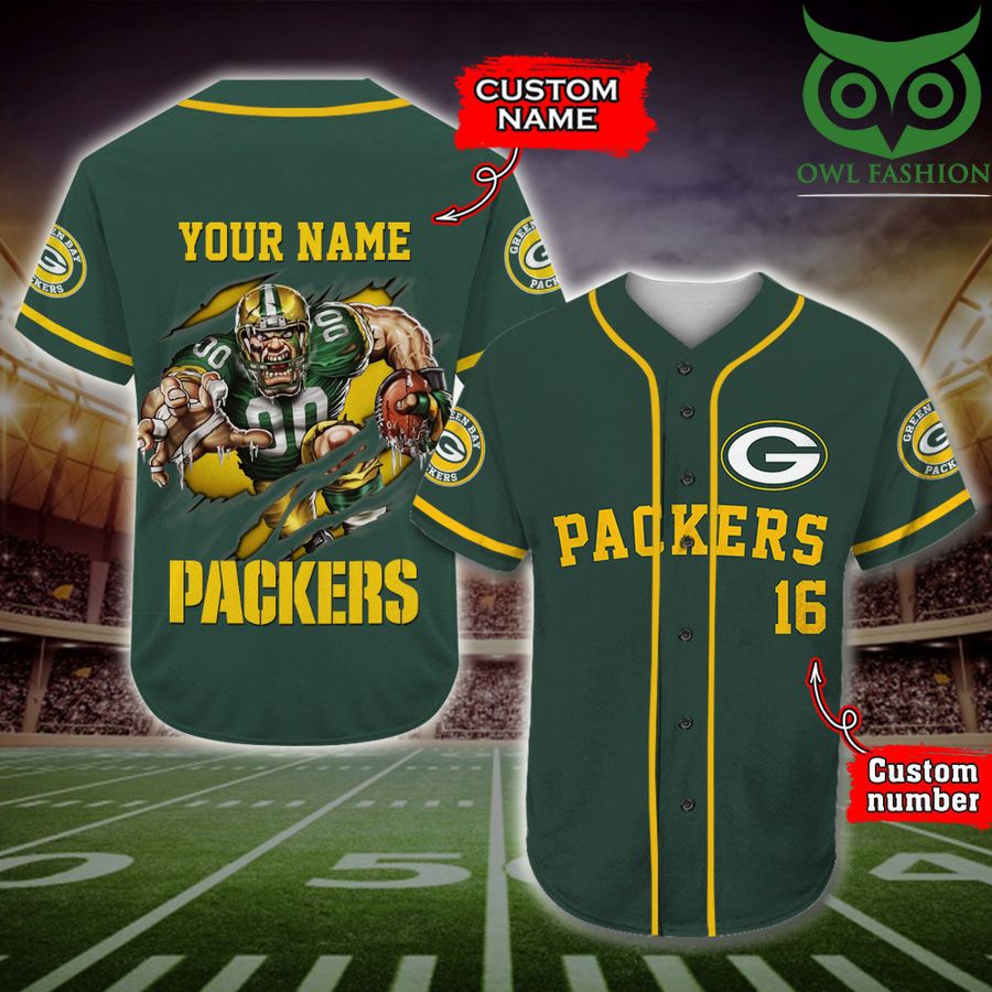 Green Bay Packers Baseball Jersey NFL Custom Name Number 