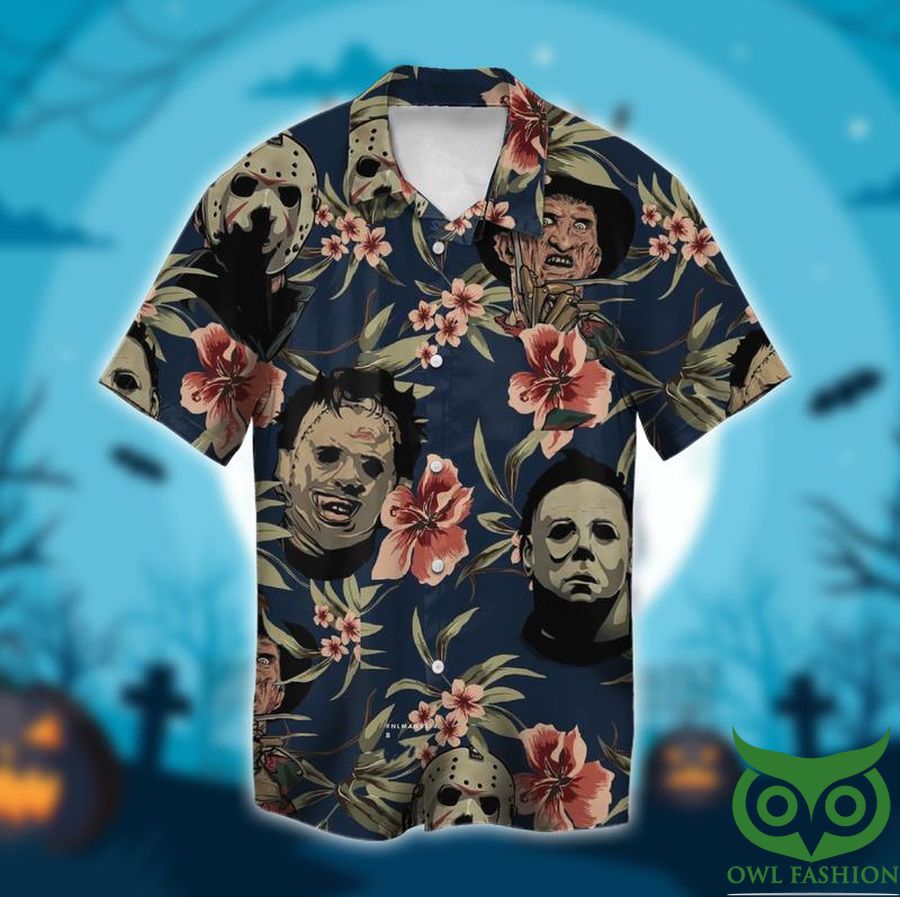 Halloween Michael Myers Jason Voorhees Freddy Krueger Leatherface Combo Hawaiian Shirt Shorts