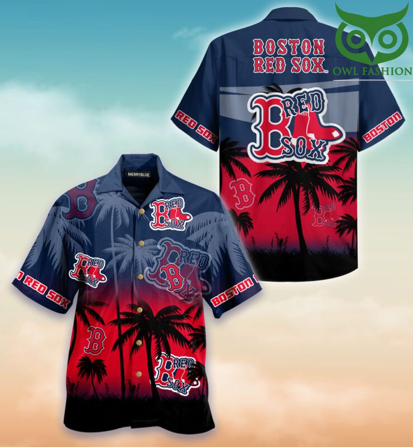 MLB Boston Red Sox ocean dawn sea palm Hawaiian shirt