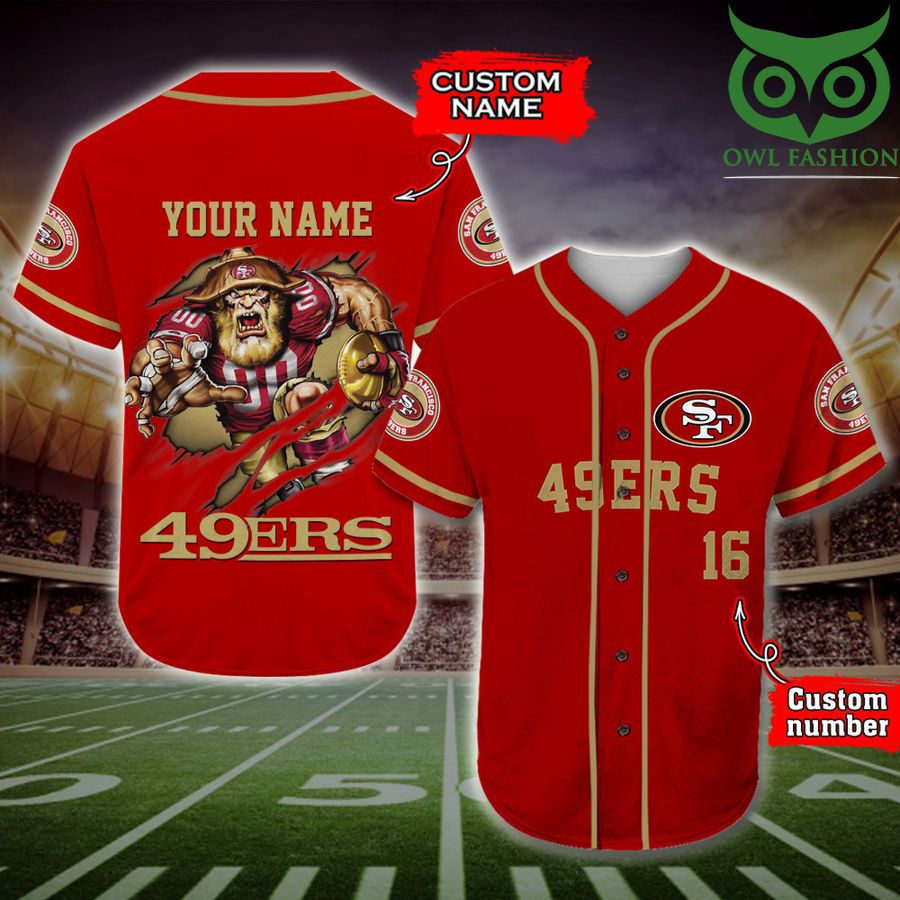 San Francisco 49ers Baseball Jersey NFL Custom Name Number 