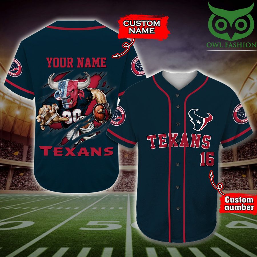 Houston Texas Baseball Jersey NFL Custom Name Number 