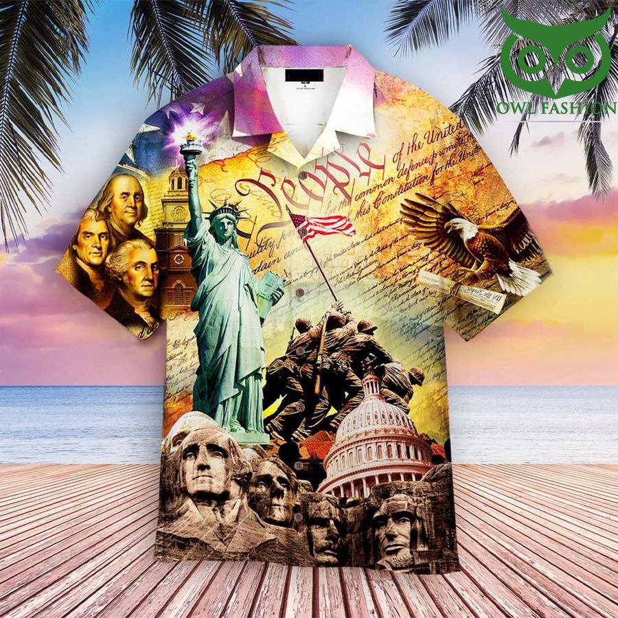 4th Of July God Bless Statue of Liberty America Hawaiian Shirt