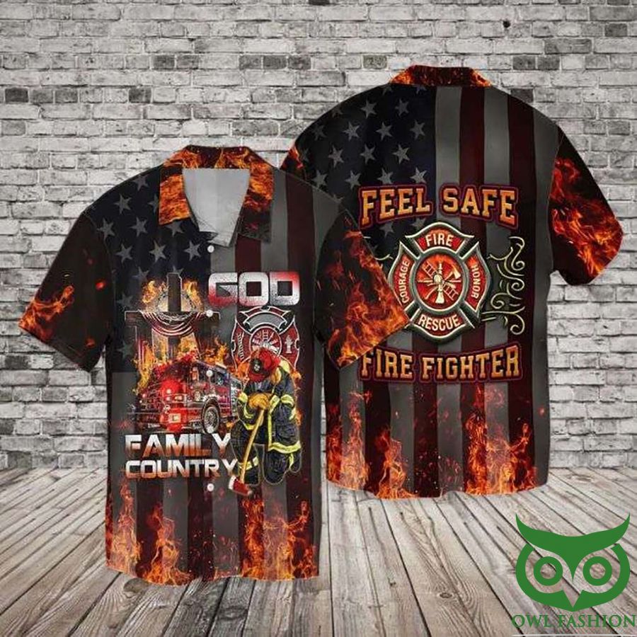 4th Of July Independence Day Memorial Day Firefighter Family Country Feel Safe Hawaiian Shirt