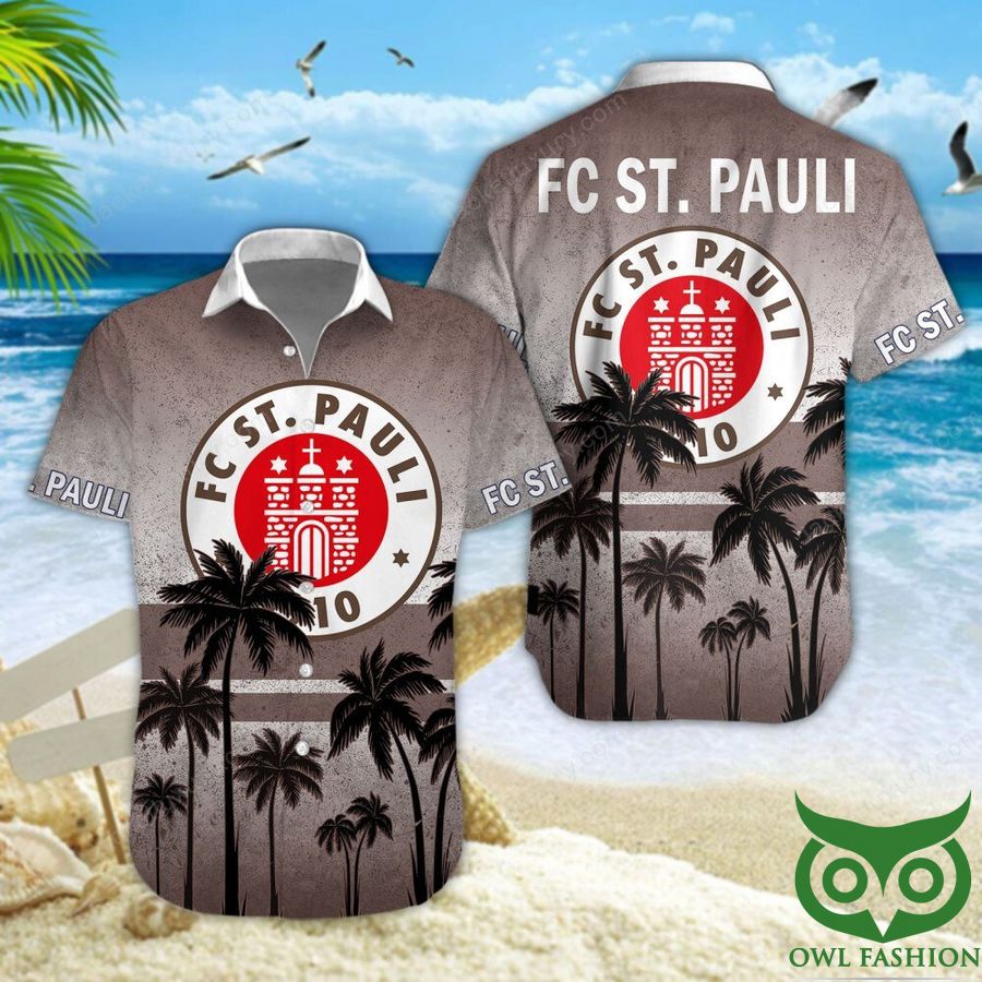 FC St. Pauli Brown Coconut Tree Hawaiian Shirt
