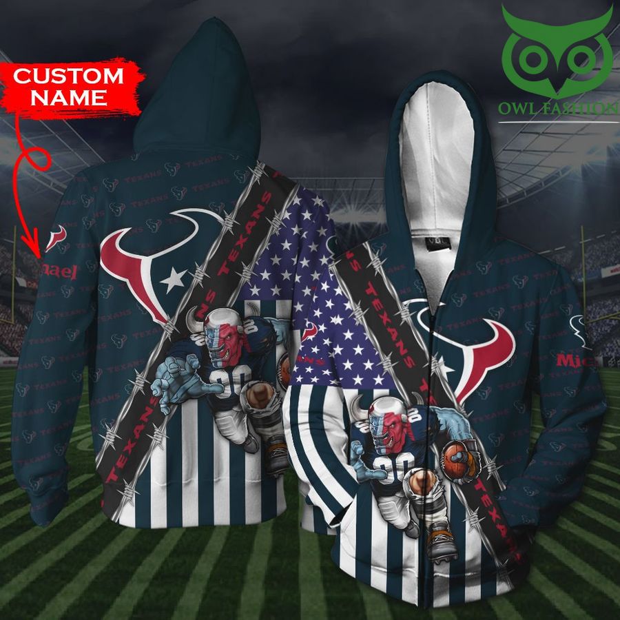 Houston Texans 3D Shirts Mascot NFL Custom name