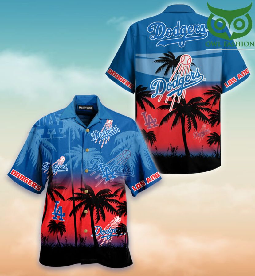 MLB St. Los Angeles Dodgers ocean dawn sea palm Hawaiian shirt