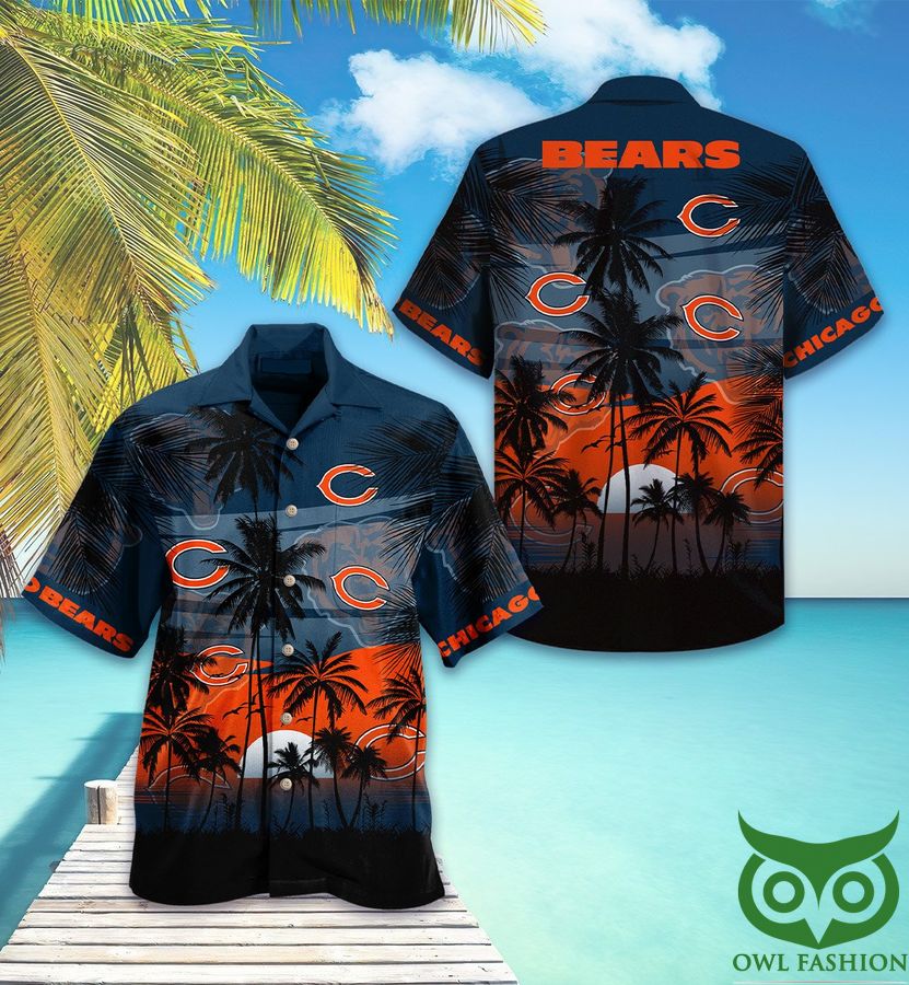 Chicago Bears Orange Dark Blue Hawaiian Shirt