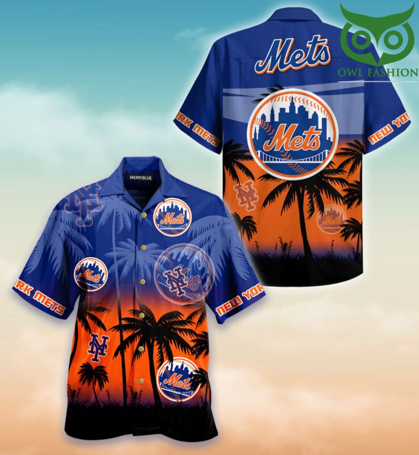 MLB New York Mets ocean dawn sea palm Hawaiian shirt