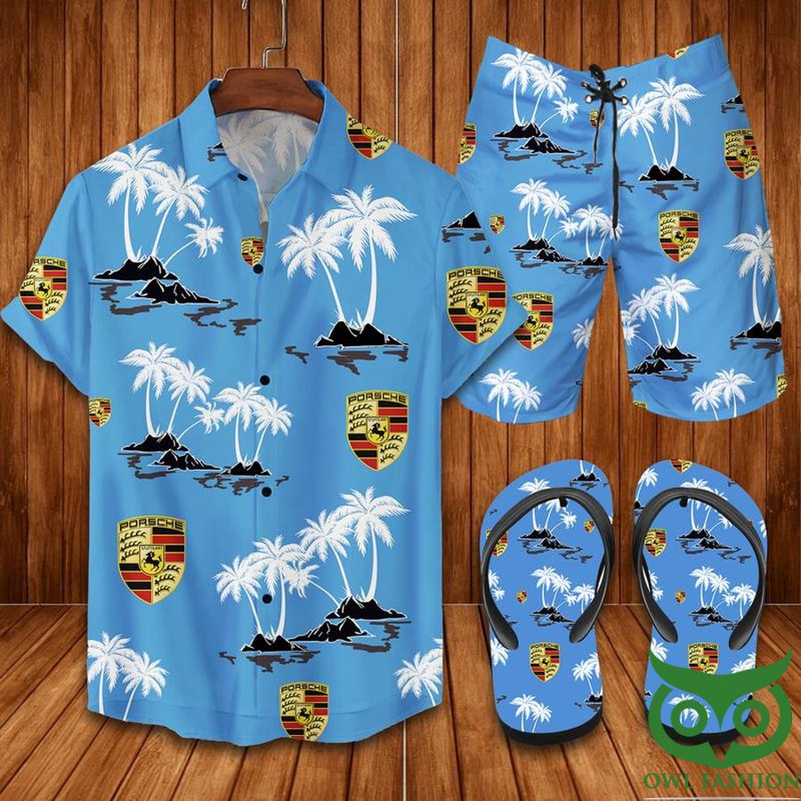Porsche Blue Hawaiian Outfit Combo Flip Flops