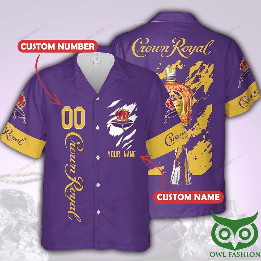 Custom Name Crown Royal Purple Hawaiian Shirt
