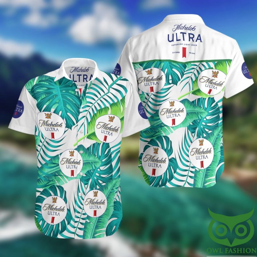 Michelob Ultra Beer Summer Short Sleeve Hawaiian Beach Shirt