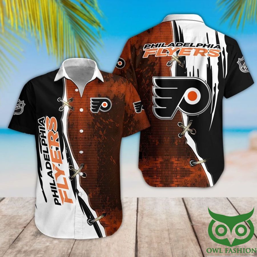 Philadelphia Flyers Dark Orange and Black Hawaiian Shirt - Owl