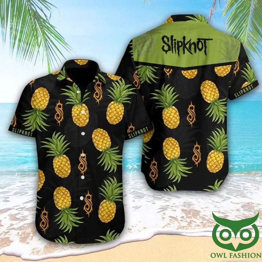 Slipknot Pineapple Green and Black Hawaiian Shirt