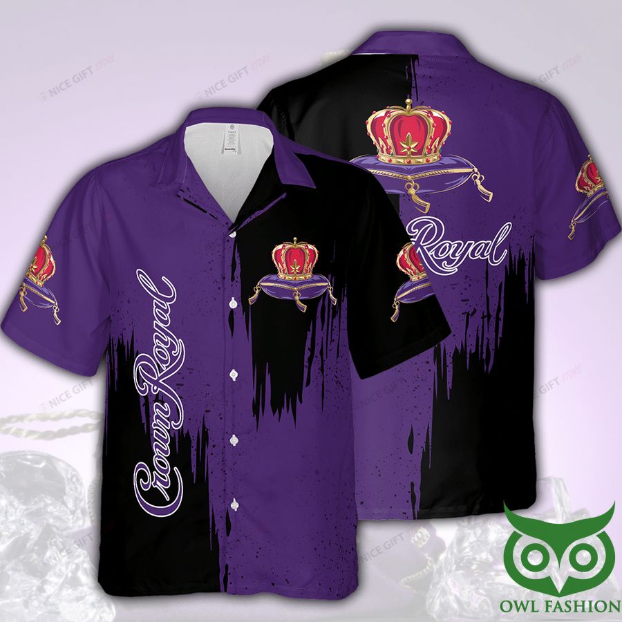 Crown Royal Black and Purple Color Drop Hawaiian Shirt
