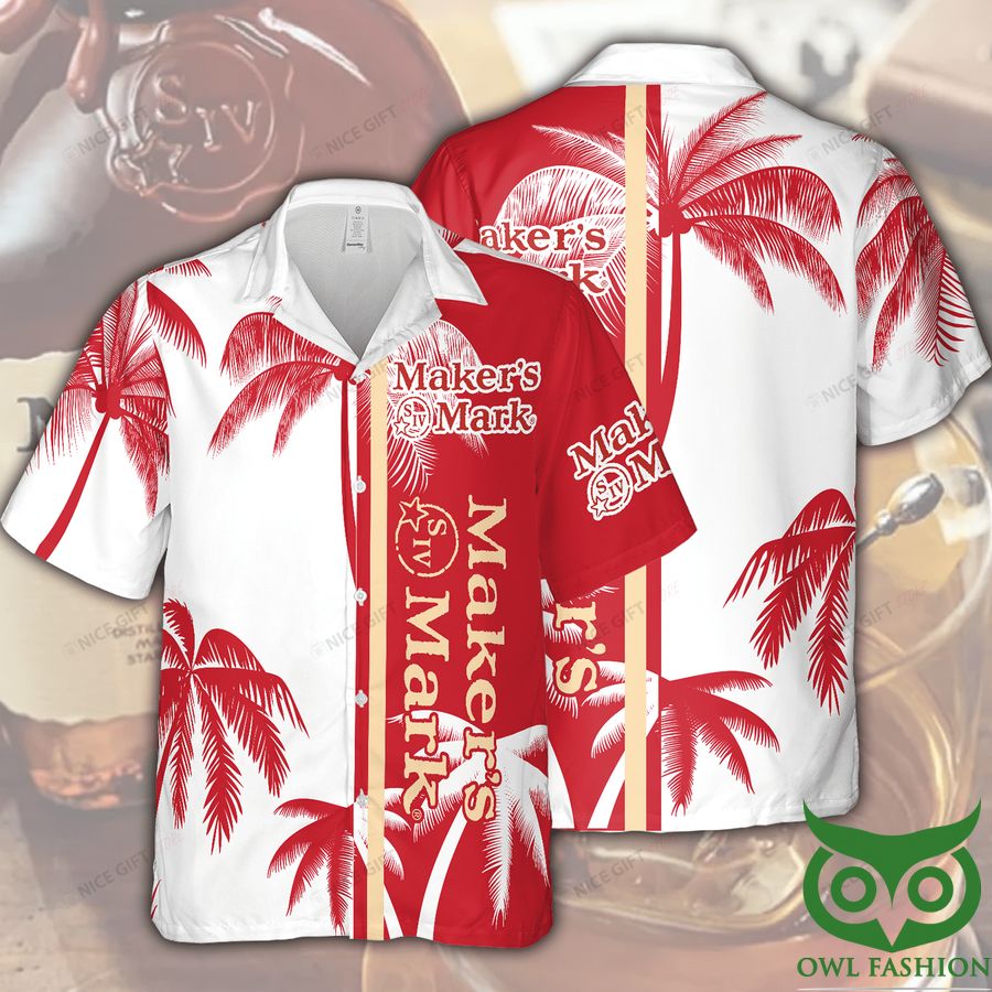 Maker's Mark Palm Tree Red and White Hawaiian Shirt