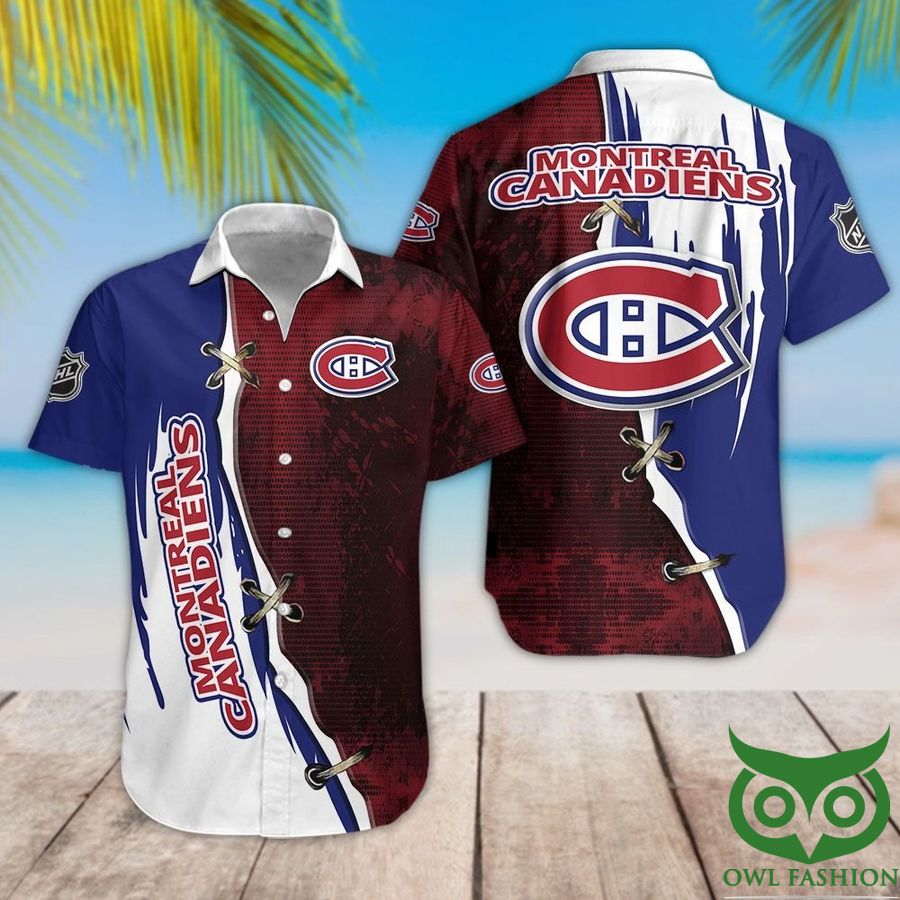 Montreal Canadiens Dark Red and Blue Hawaiian Shirt