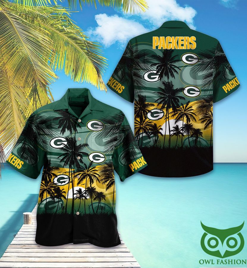 Green Bay Packers Coconut Sunset Green Hawaiian Shirt