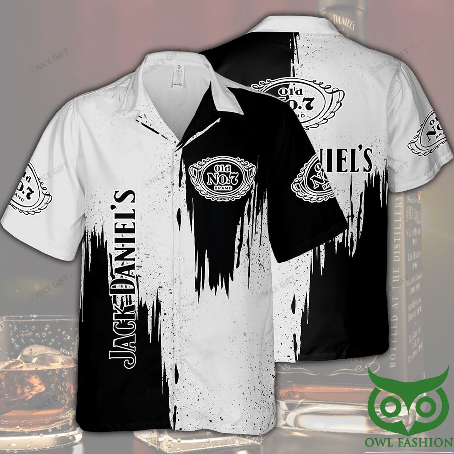 Jack Daniel's Black and White Color Drop Hawaiian Shirt