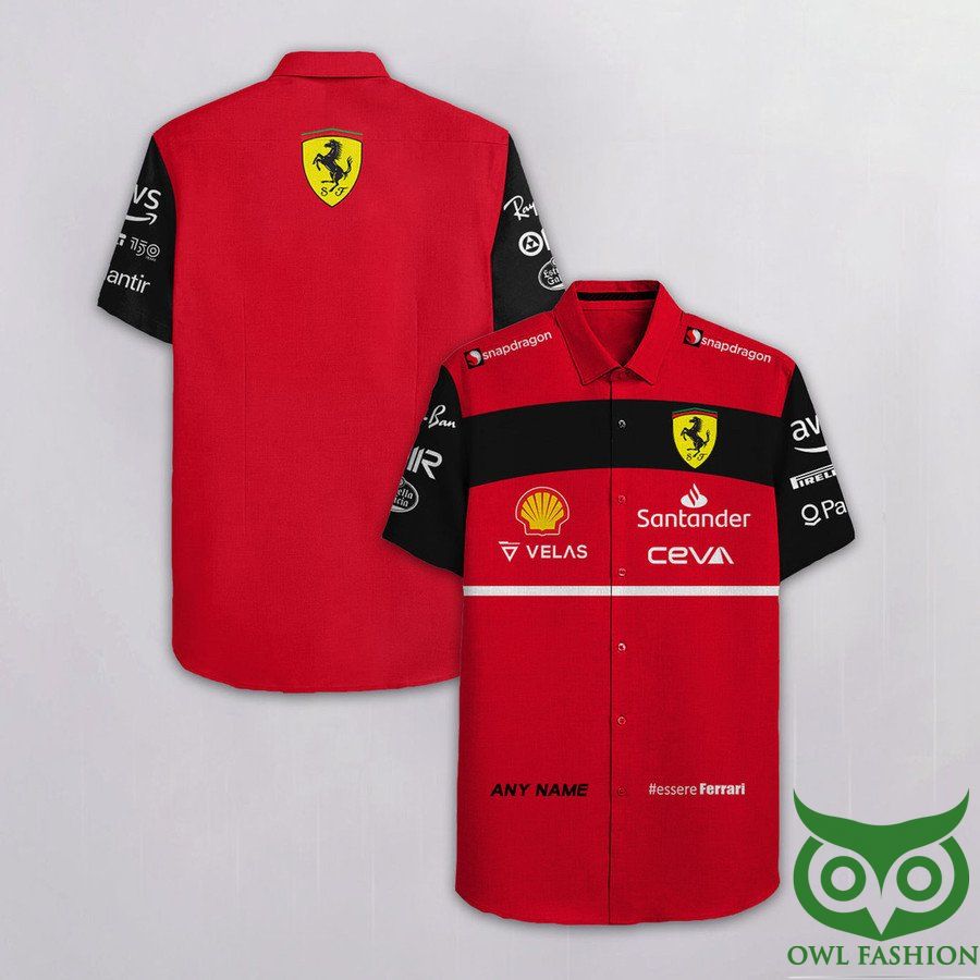 Scuderia Ferrari F1 Racing Santander Hawaiian Shirt Personalized