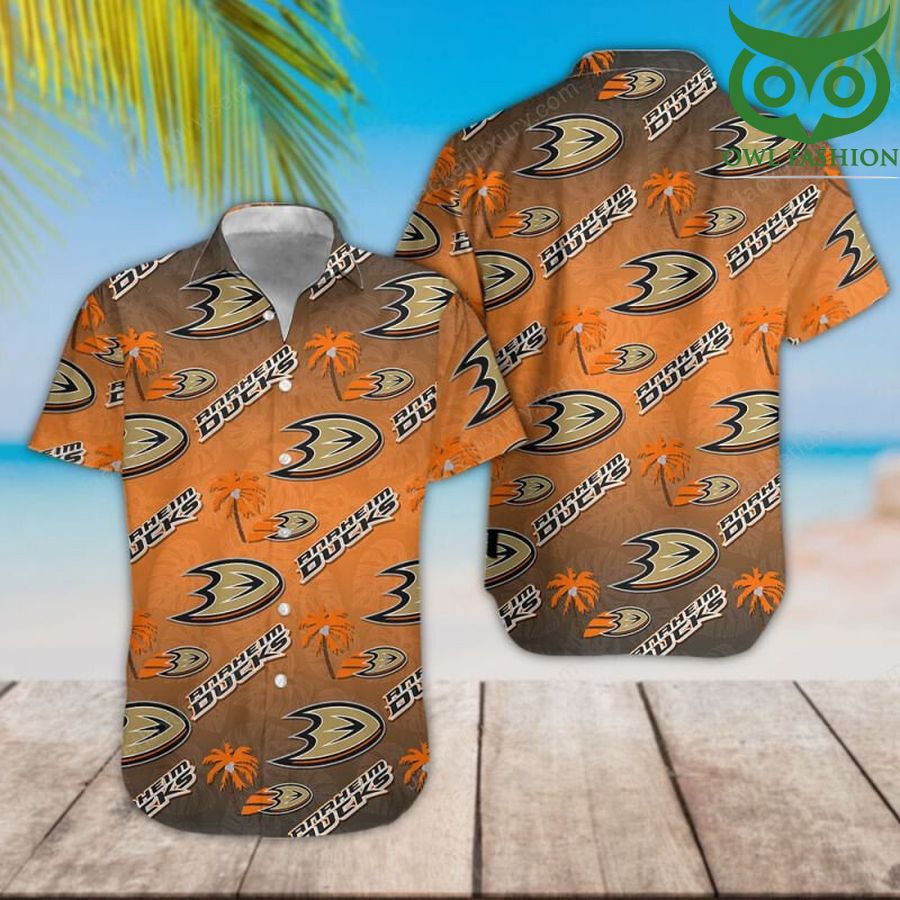 NHL Anaheim Ducks classic colored palm trees tropical Hawaiian shirt