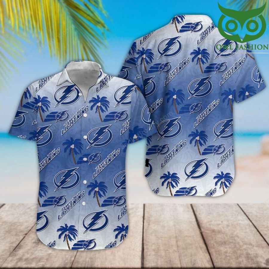 NHL Tampa Bay Lightning classic colored palm trees tropical Hawaiian shirt