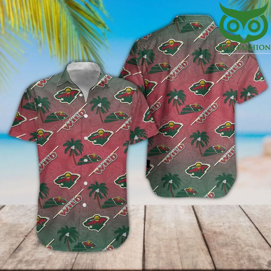 NHL Minnesota Wild classic colored palm trees tropical Hawaiian shirt