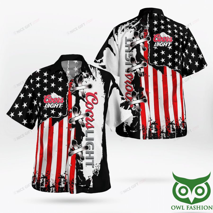 Coors Light America Flag Hawaiian Shirt