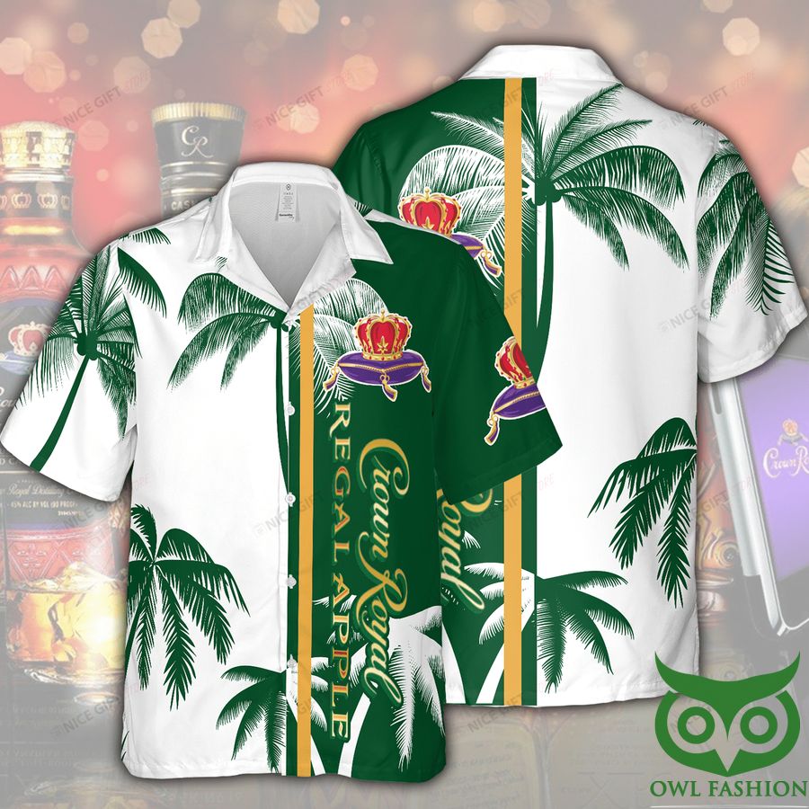 Crown Royal Palm Tree Green and White Hawaiian Shirt