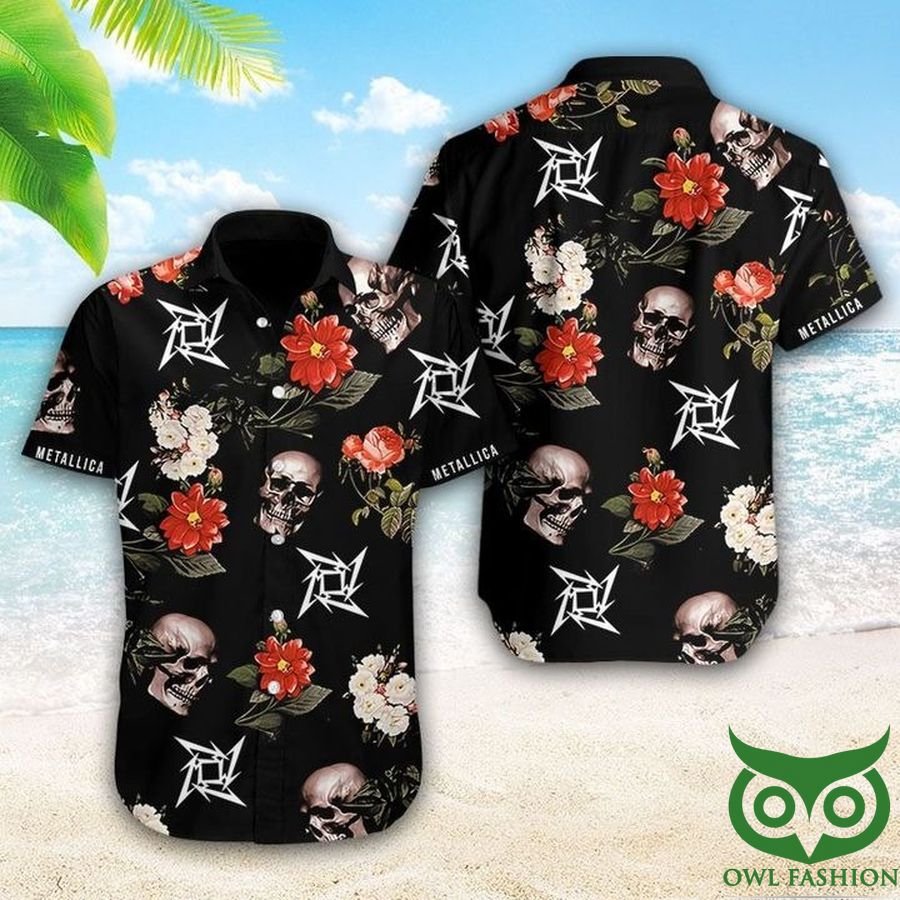Metallica Skull Flower Hawaiian Shirt