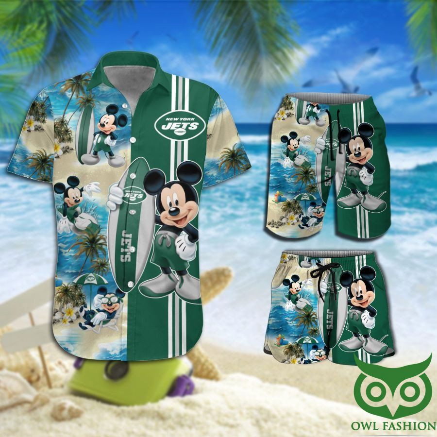 New York Jets Mickey Mouse Hawaiian Shirt Shorts NFL