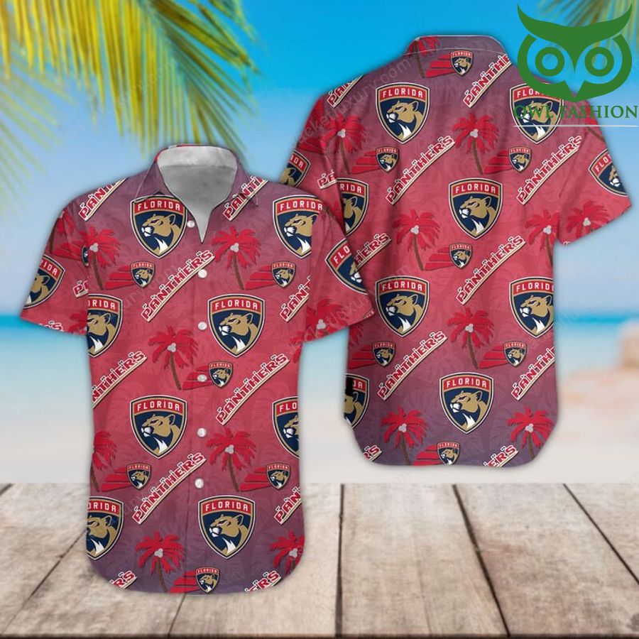 NHL Florida Panthers classic colored palm trees tropical Hawaiian shirt