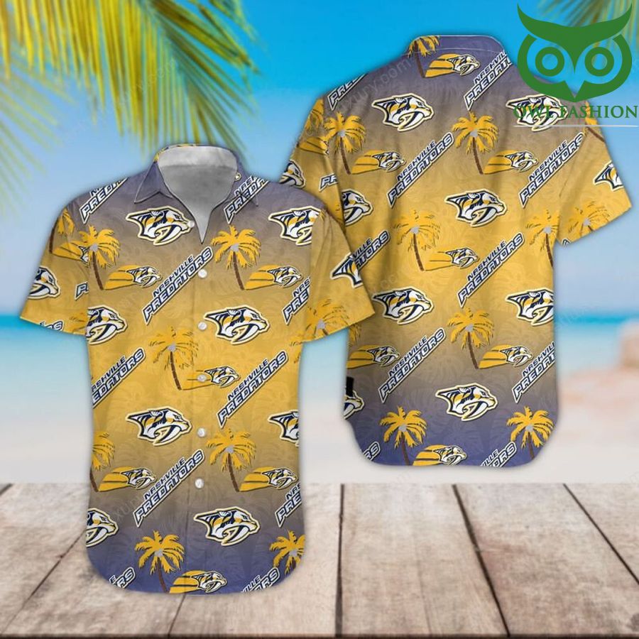 NHL Nashville Predators classic colored palm trees tropical Hawaiian shirt