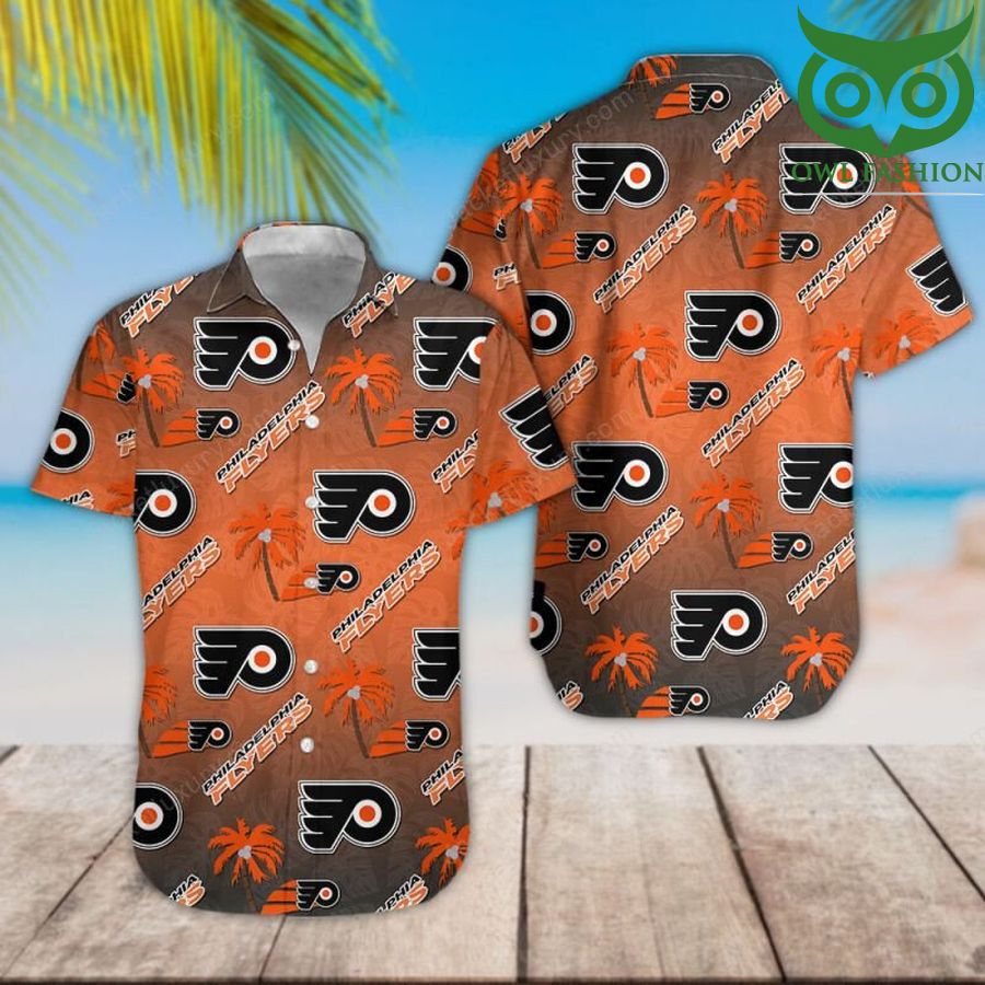 NHL Philadelphia Flyers classic colored palm trees tropical Hawaiian shirt