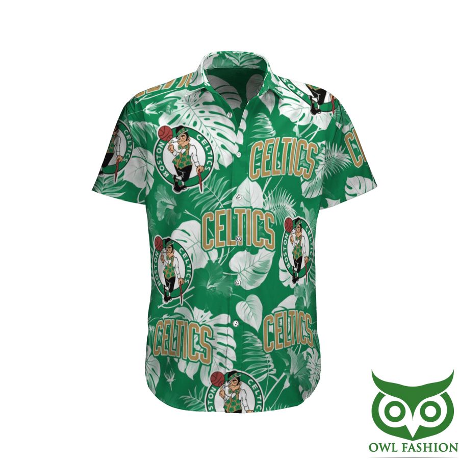Boston Celtics Green White Hawaiian Shirt