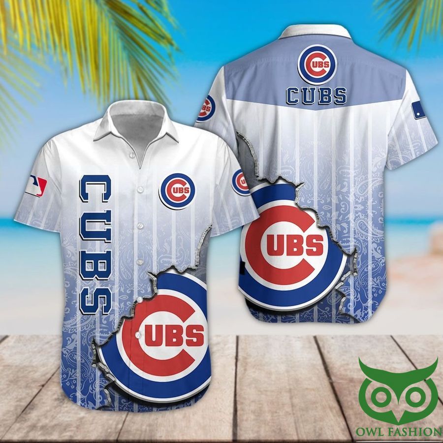 Chicago Cubs Blue Pattern Hawaiian Shirt