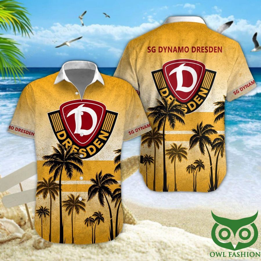 18 Dynamo Dresden Yellow Coconut Tree Hawaiian Shirt