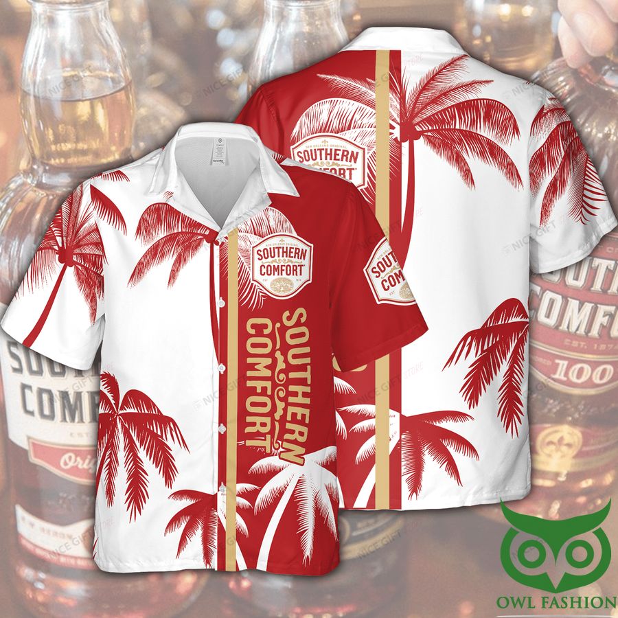 Southern Comfort Palm Tree Red and White Hawaiian Shirt
