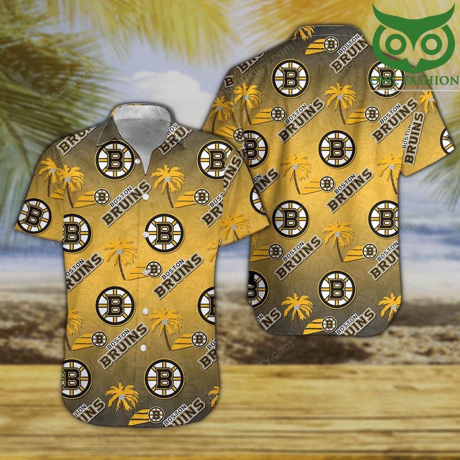 NHL Boston Bruins classic colored palm trees tropical Hawaiian shirt