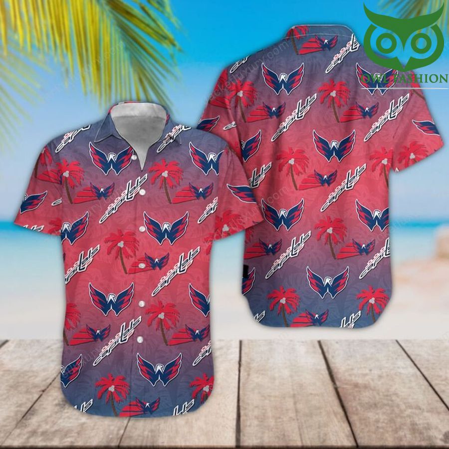 NHL Washington Capitals classic colored palm trees tropical Hawaiian shirt