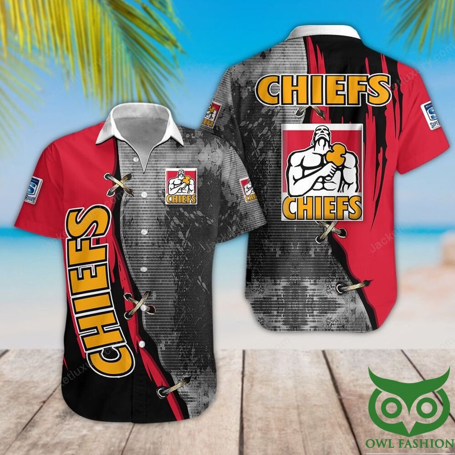 Chiefs Gray and Red Black Hawaiian Shirt