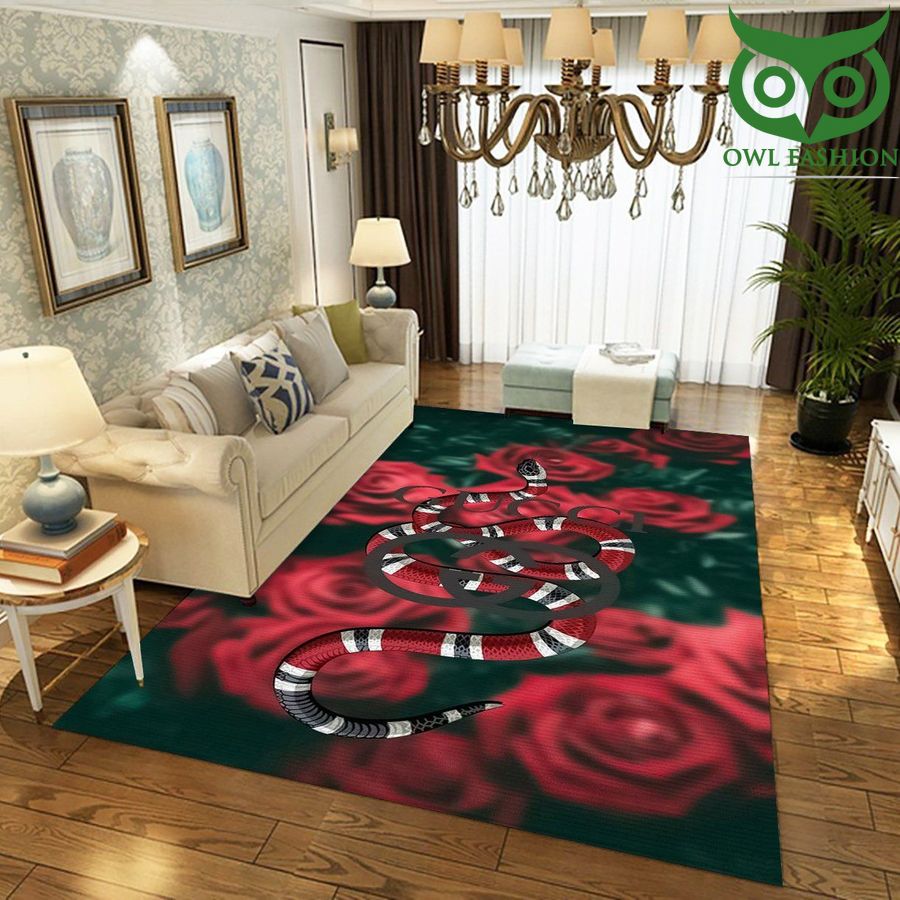 Gucci rose snake Area Rug Living Room Rug Floor Home Decor
