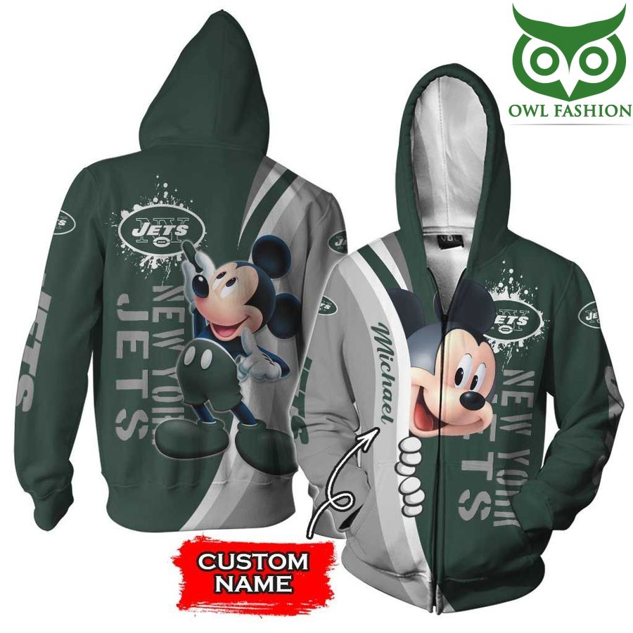 New York Jets Mickey Mouse NFL 3D CUSTOM NAME Shirt 