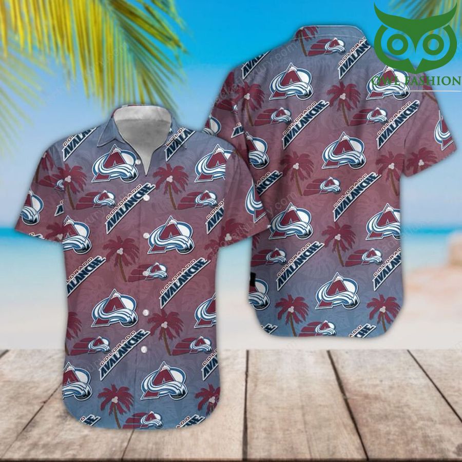 190 NHL Colorado Avalanche classic colored palm trees tropical Hawaiian shirt