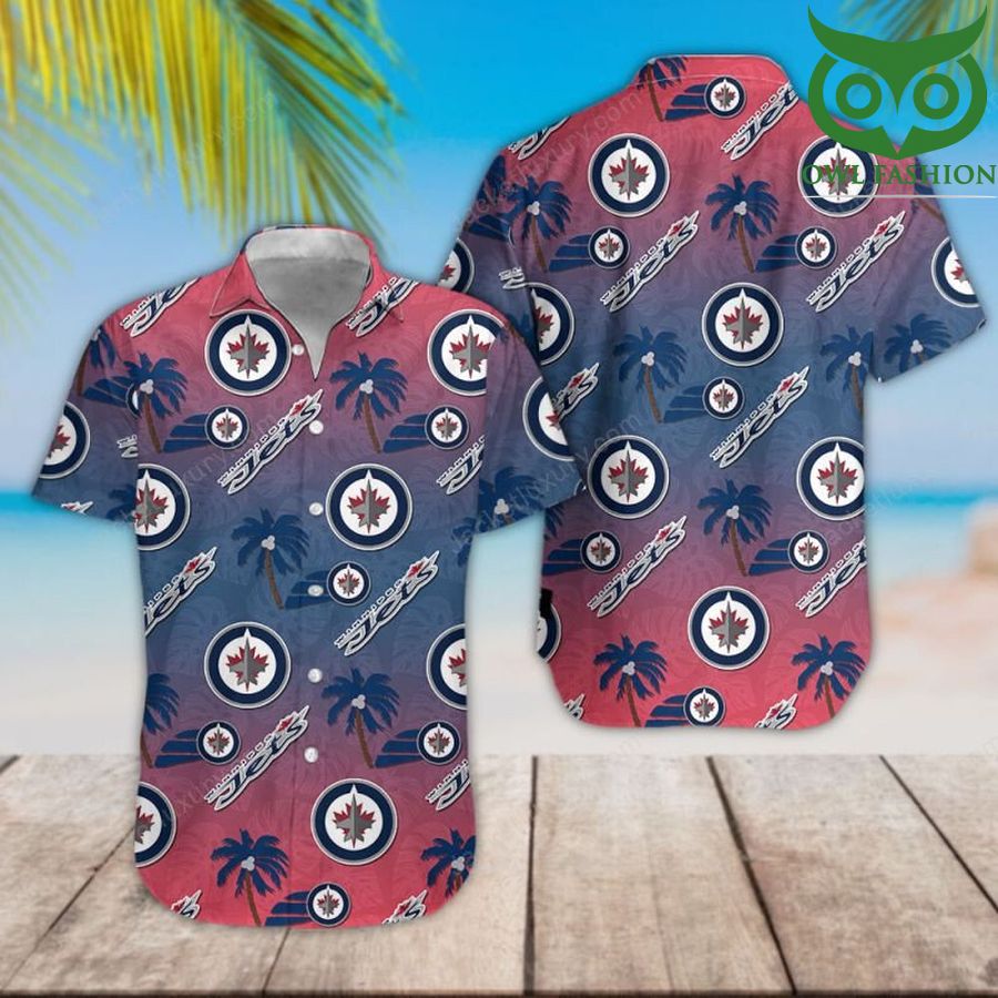 191 NHL Winnipeg Jets classic colored palm trees tropical Hawaiian shirt